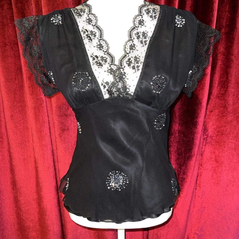 Sequin trimmed blouse